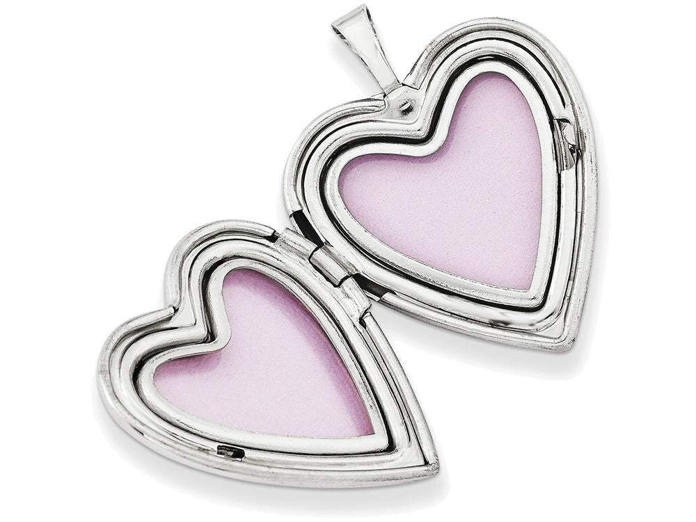 FJC Finejewelers Sterling Silver 20mm Footprints Heart Locket Necklace