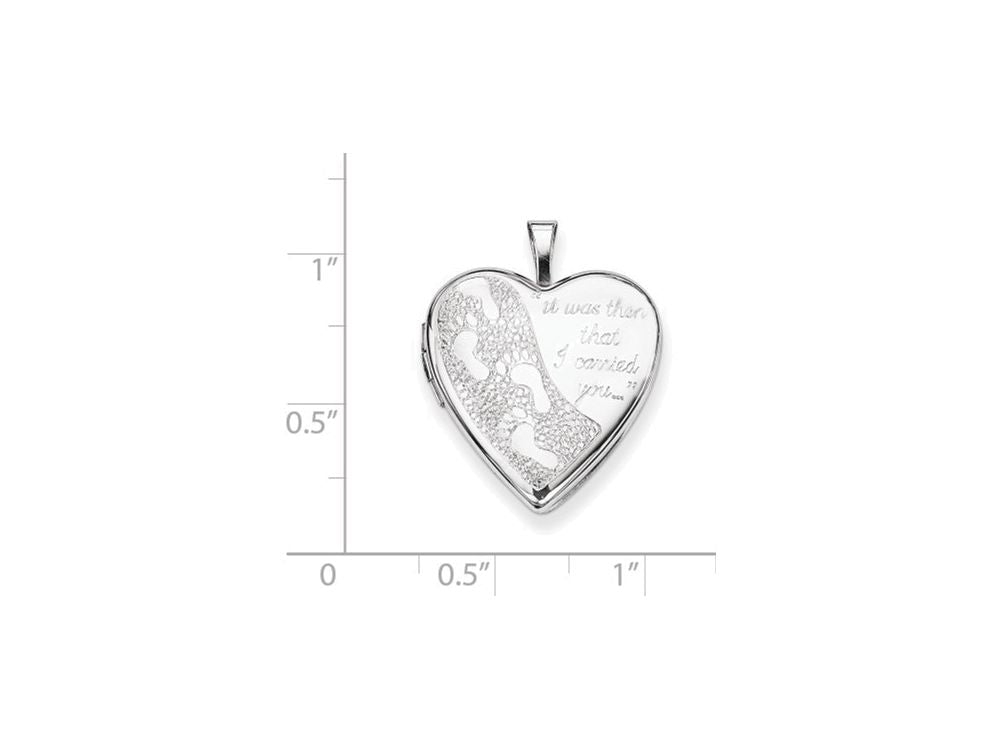 FJC Finejewelers Sterling Silver 20mm Footprints Heart Locket Necklace