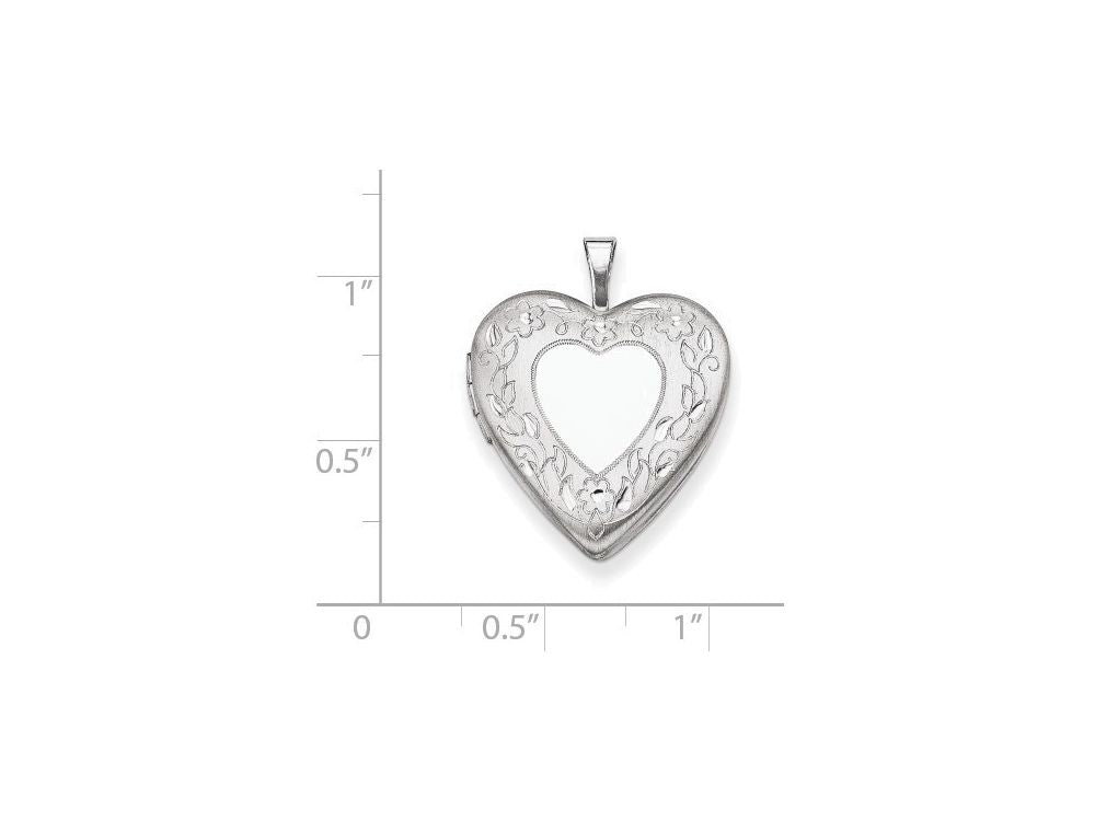 FJC Finejewelers Sterling Silver 20mm Floral Border Heart Locket Necklace