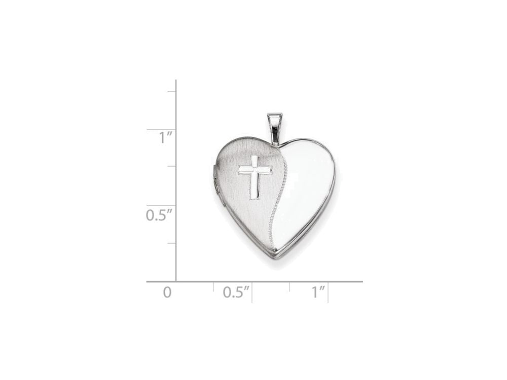 FJC Finejewelers Sterling Silver 20mm Cross Satin/polished Heart Locket Necklace