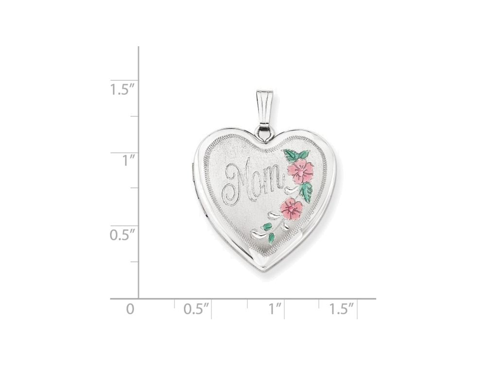 FJC Finejewelers Sterling Silver 24mm Enameled Floral Mom Family Heart Locket Necklace