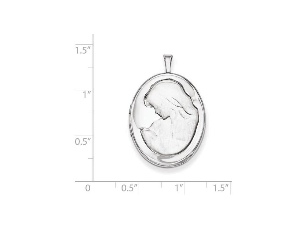 FJC Finejewelers Sterling Silver 26mm Mother And Baby Oval Locket Necklace