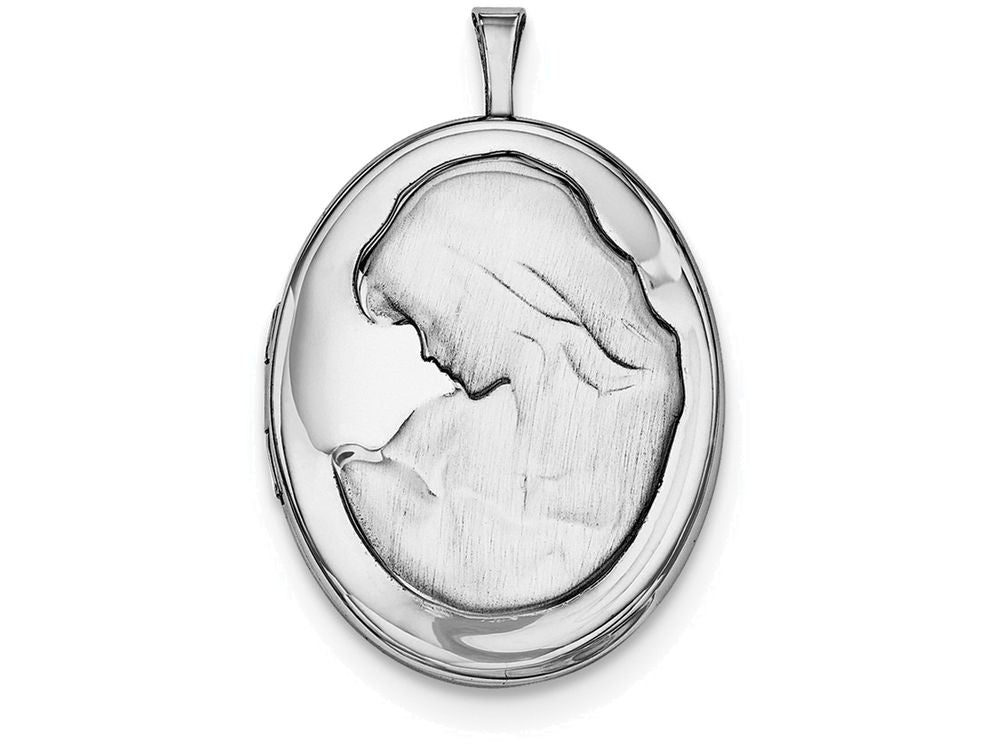 FJC Finejewelers Sterling Silver 26mm Mother And Baby Oval Locket Necklace
