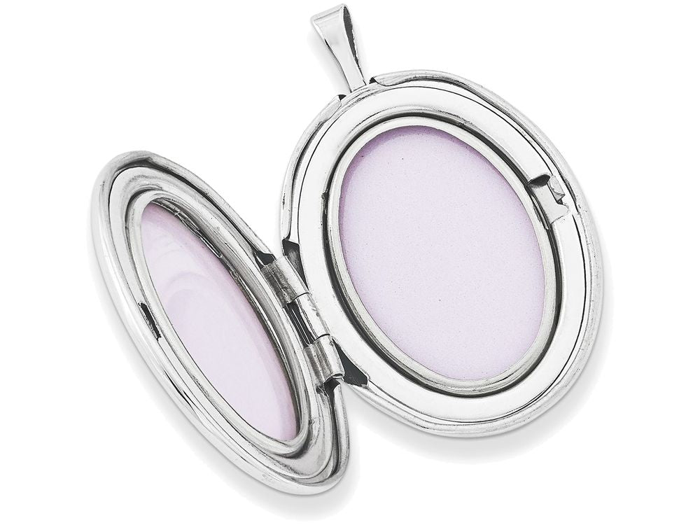 FJC Finejewelers Sterling Silver 26mm Leaf Border Oval Locket Necklace