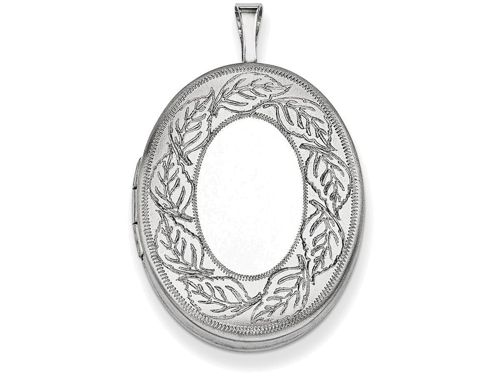 FJC Finejewelers Sterling Silver 26mm Leaf Border Oval Locket Necklace