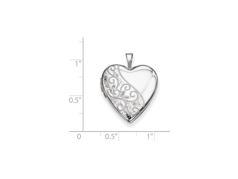 FJC Finejewelers Sterling Silver 20mm Swirl and Polished Heart Locket Necklace