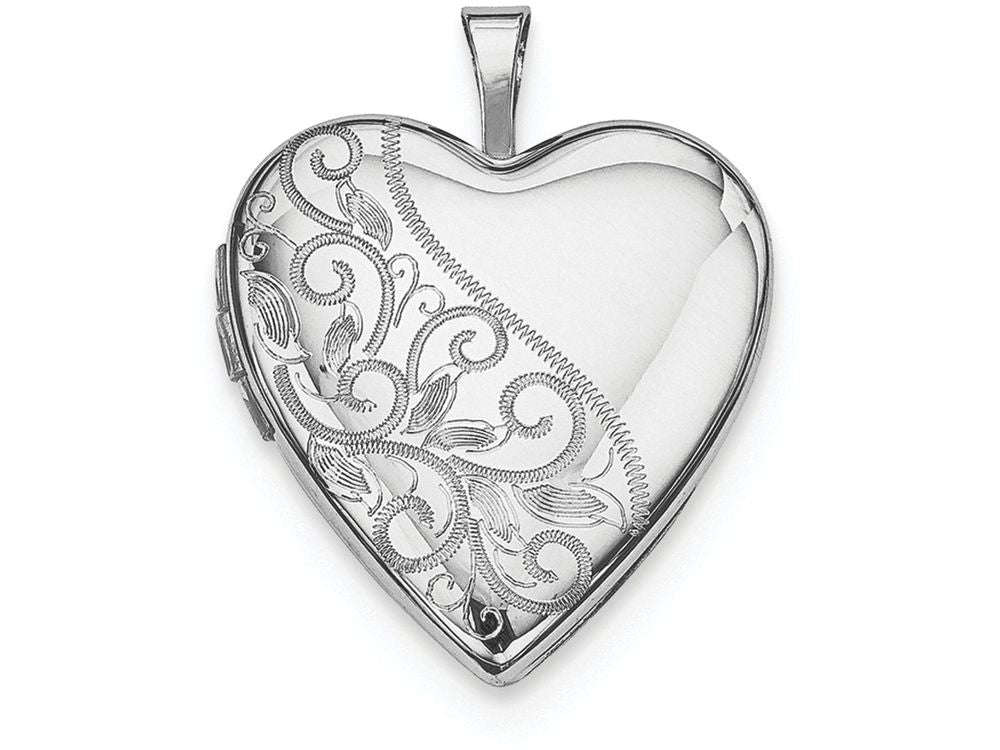 FJC Finejewelers Sterling Silver 20mm Swirl and Polished Heart Locket Necklace