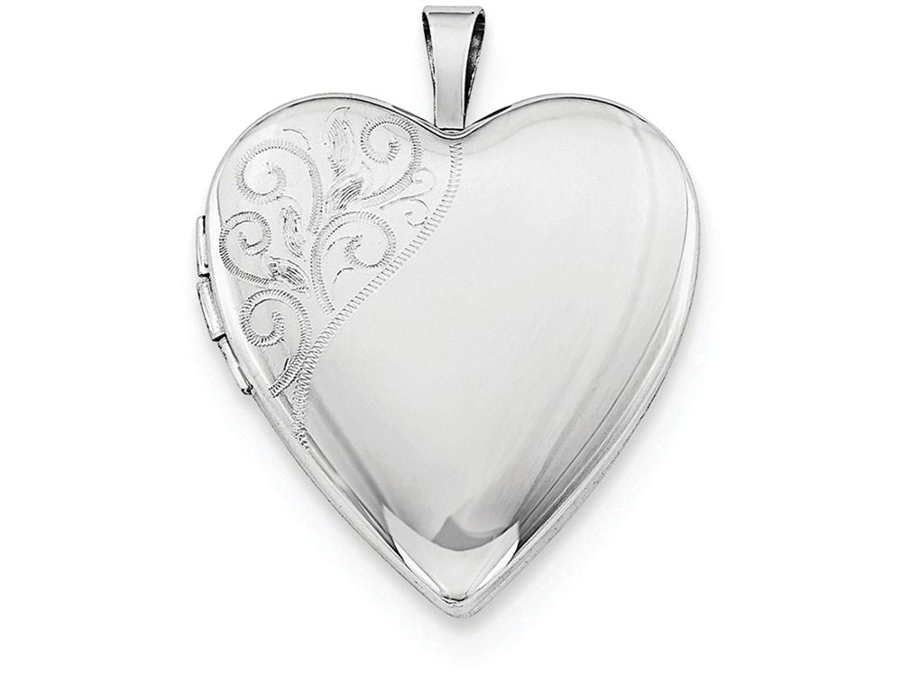 FJC Finejewelers Sterling Silver 20mm Polished Swirl Heart Locket Necklace