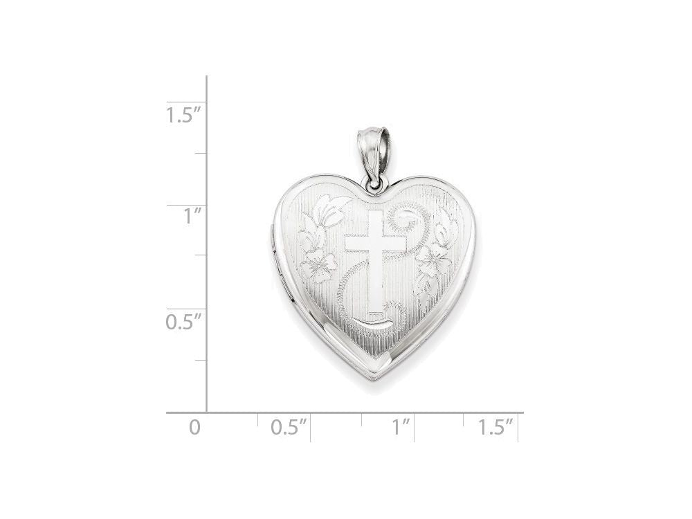 FJC Finejewelers Sterling Silver 24mm D/c Cross Heart Locket Necklace