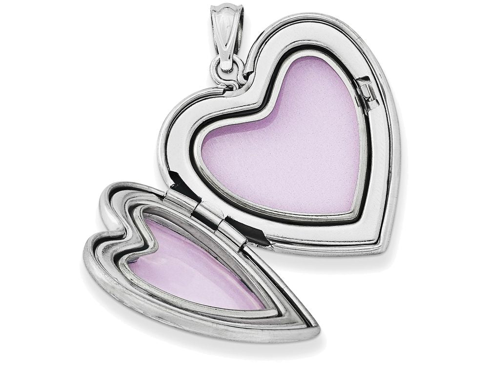 FJC Finejewelers Sterling Silver 24mm D/c Cross Heart Locket Necklace