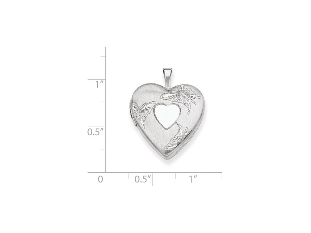 FJC Finejewelers Sterling Silver 20mm D/c Butterflies Heart Locket Necklace