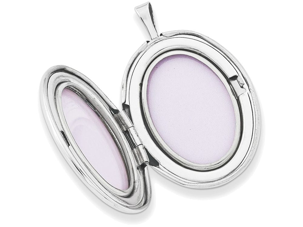 FJC Finejewelers Sterling Silver 26mm Enameled, D/c Floral and Heart Oval Locket Necklace