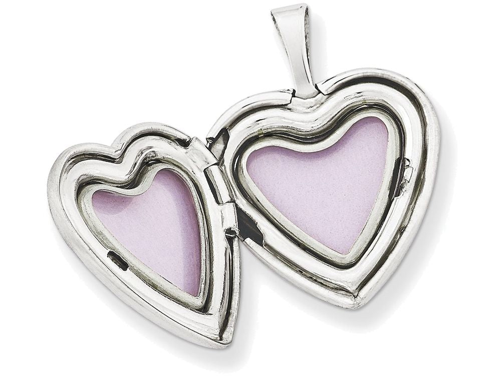 FJC Finejewelers Sterling Silver 16mm Enameled and D/c Love Heart Locket Necklace