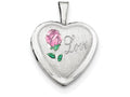 FJC Finejewelers Sterling Silver 16mm Enameled and D/c Love Heart Locket Necklace