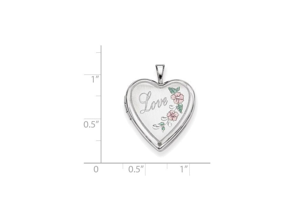 FJC Finejewelers Sterling Silver 20mm D/c and Enameled Love Heart Locket Necklace