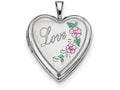 FJC Finejewelers Sterling Silver 20mm D/c and Enameled Love Heart Locket Necklace