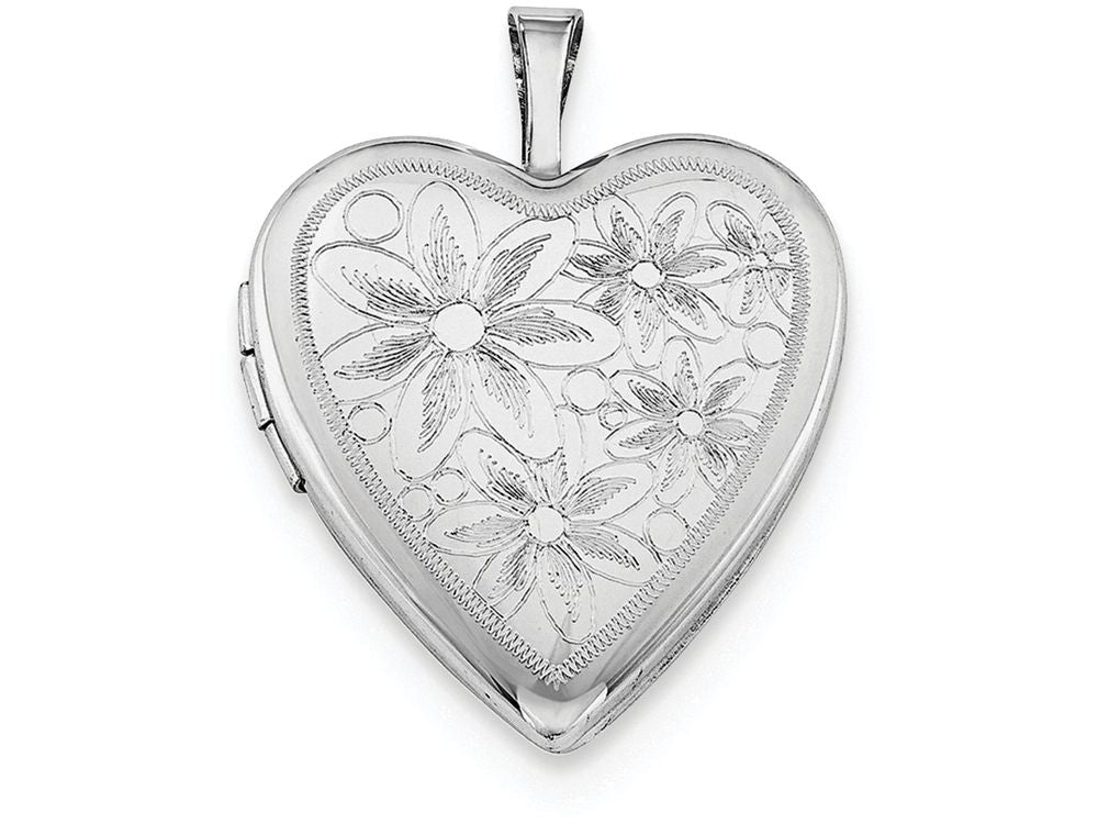 FJC Finejewelers Sterling Silver 20mm Textured Daisies Heart Locket Necklace