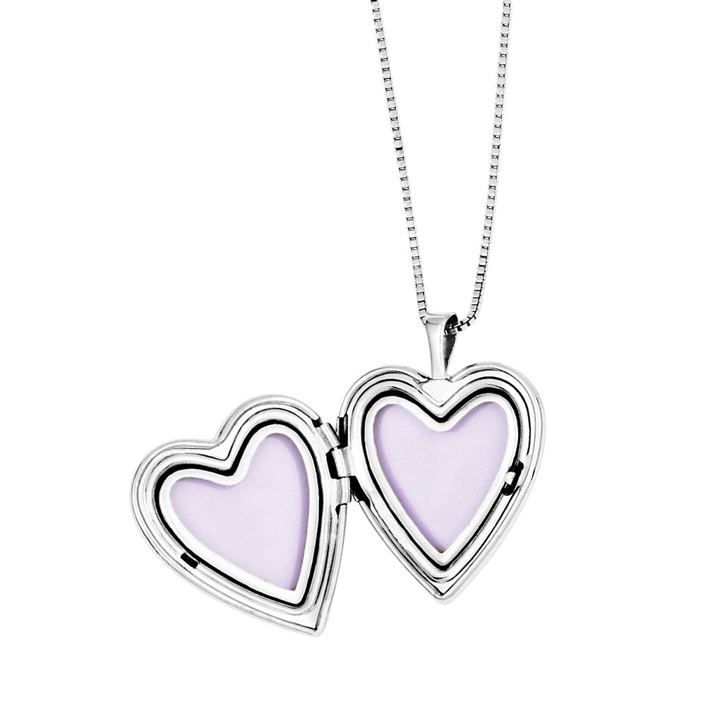 FJC Finejewelers Sterling Silver Rhodium-plated Polished And Satin Butterfly Heart Locket And Pendant Set 18 inch chain