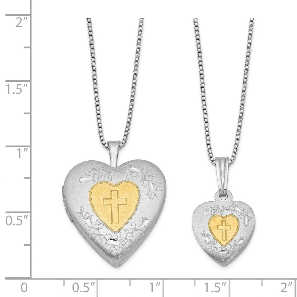 FJC Finejewelers Sterling Silver Rhodium-plated Gold-plated Heart Locket And Pendant Set 18 inch chain included