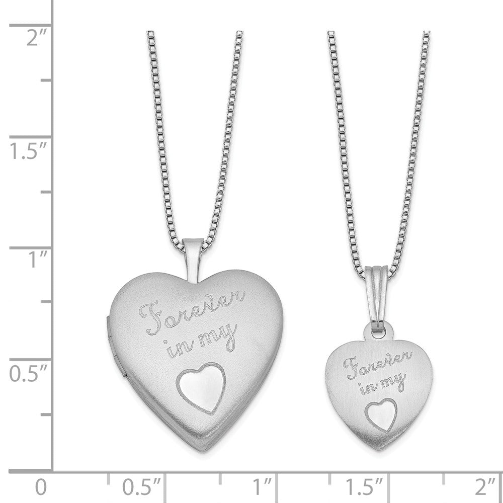 FJC Finejewelers Sterling Silver Rhodium-plated Polished Satin Forever In My Heart Locket And Pendant Set 18 inch chain