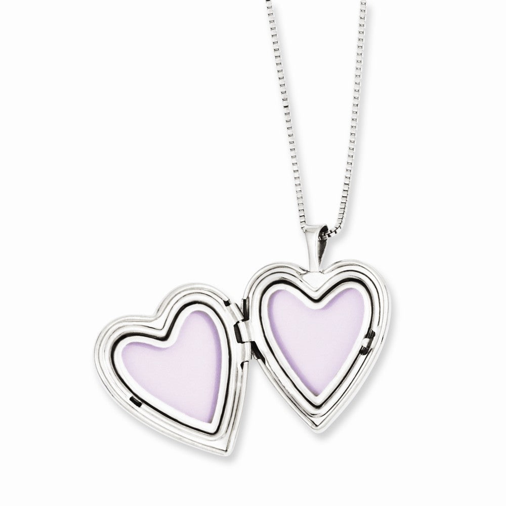 FJC Finejewelers Sterling Silver Rhodium-plated Polished Swirl Design Heart Locket And Pendant Set 18 inch chain include
