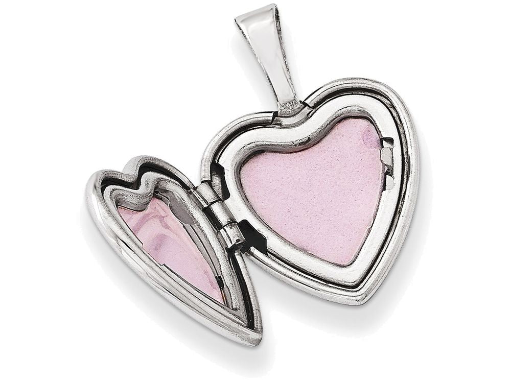 FJC Finejewelers Sterling Silver Butterflies 12mm Heart Locket Necklace
