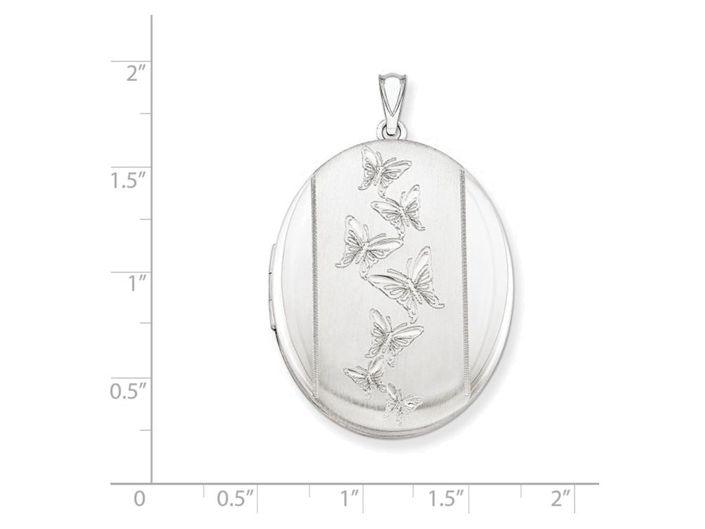 FJC Finejewelers Sterling Silver Butterflies 34mm Oval Locket Necklace