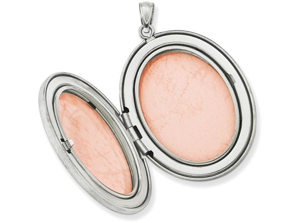 FJC Finejewelers Sterling Silver W/ Enamel Rose 34mm Oval Locket Necklace