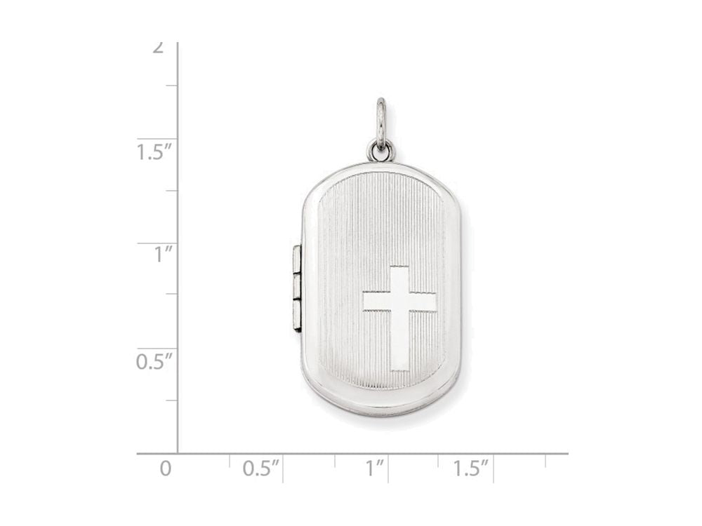 FJC Finejewelers Sterling Silver W/ Side Cross Rectangular Locket Necklace