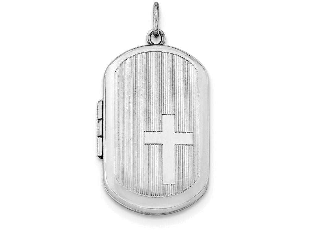 FJC Finejewelers Sterling Silver W/ Side Cross Rectangular Locket Necklace