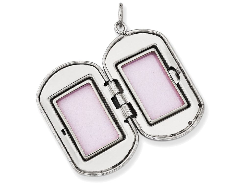 FJC Finejewelers Sterling Silver Polished Rectangular Locket Necklace
