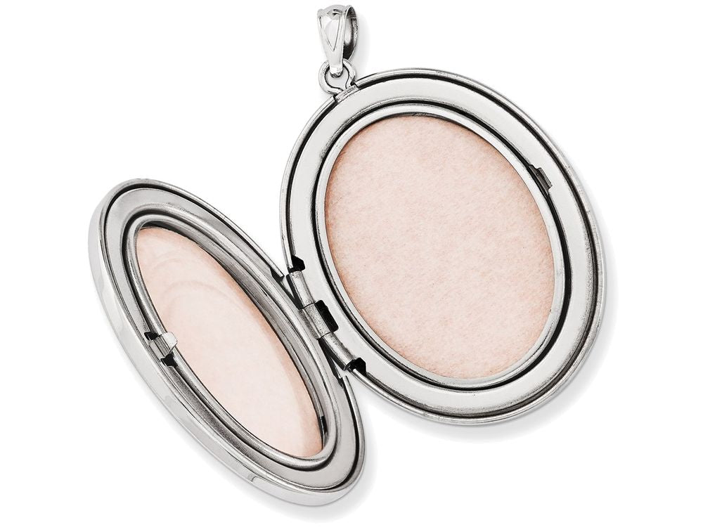 FJC Finejewelers Sterling Silver Polished 34mm Oval Locket Necklace