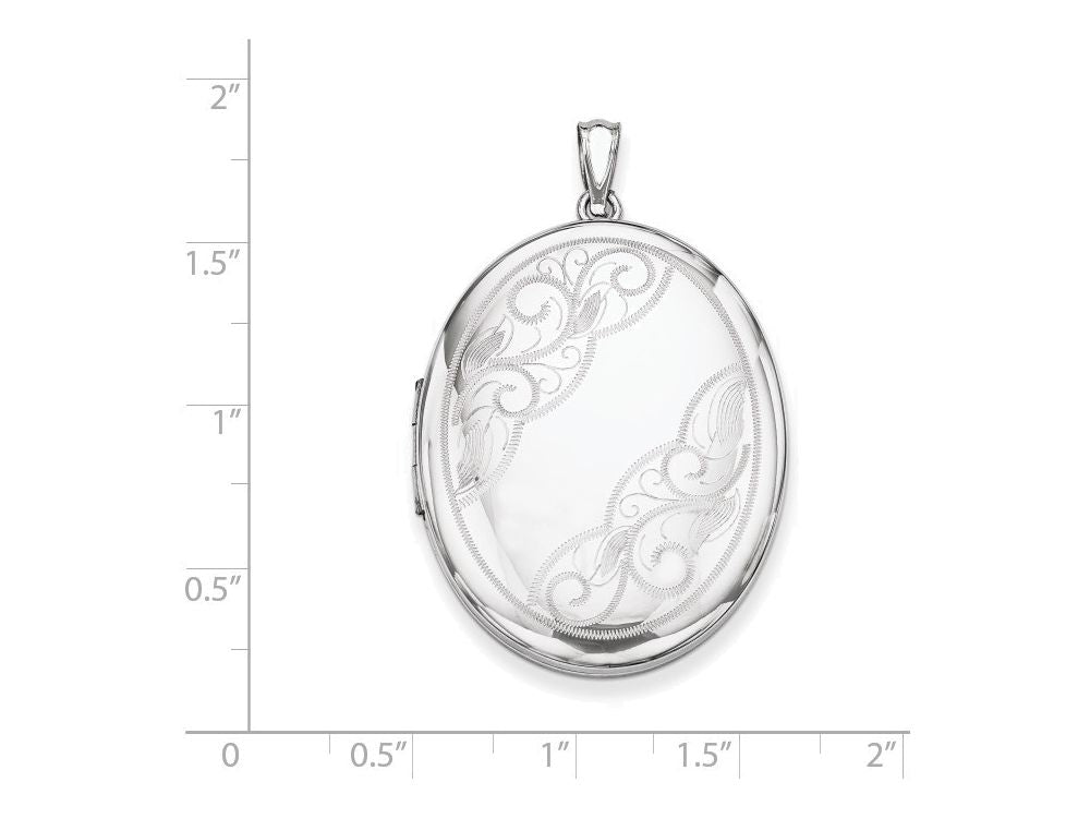 FJC Finejewelers Sterling Silver W/ Side Swirls 34mm Oval Locket Necklace