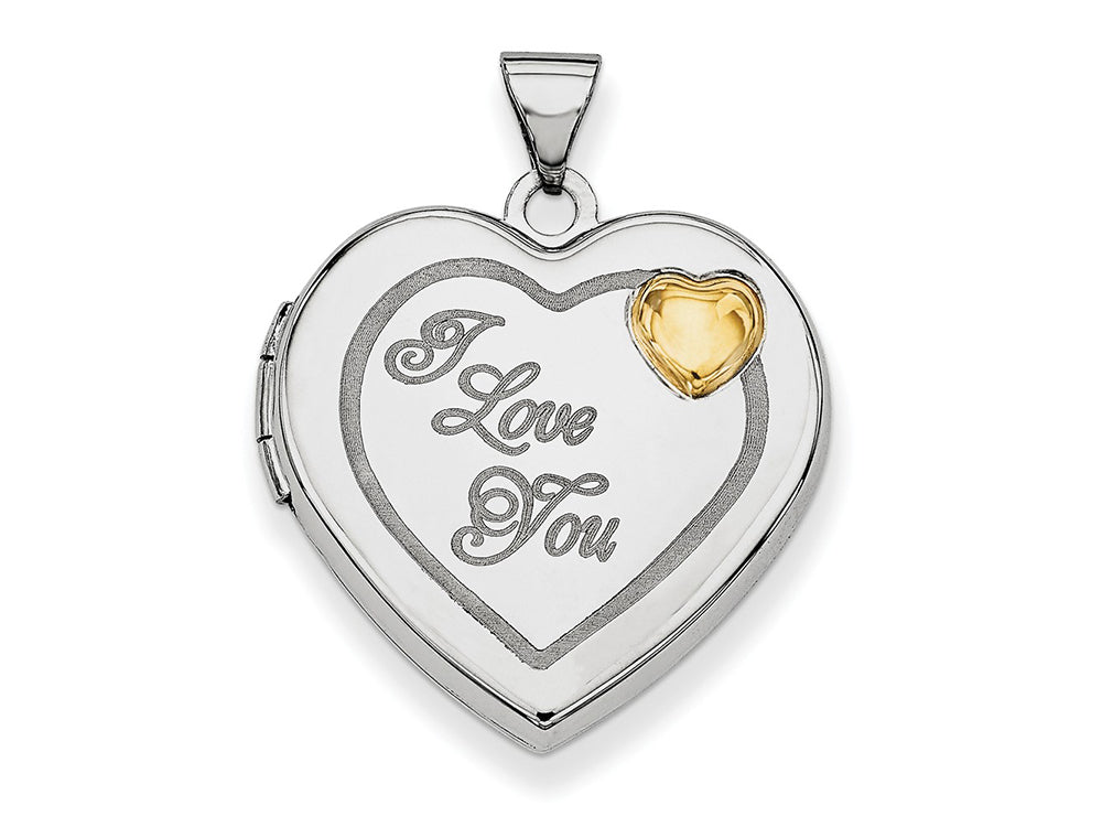FJC Finejewelers Sterling Silver Rhodium-plated W/gold-plate 21mm Heart Locket Pendant Necklace 18 inch chain included