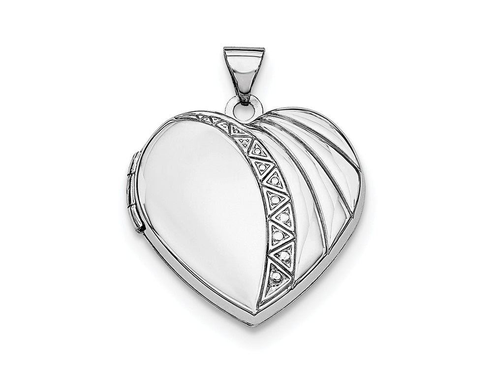 FJC Finejewelers Sterling Silver Rhodium-plated 21mm Heart Locket Pendant Necklace 18 inch chain included