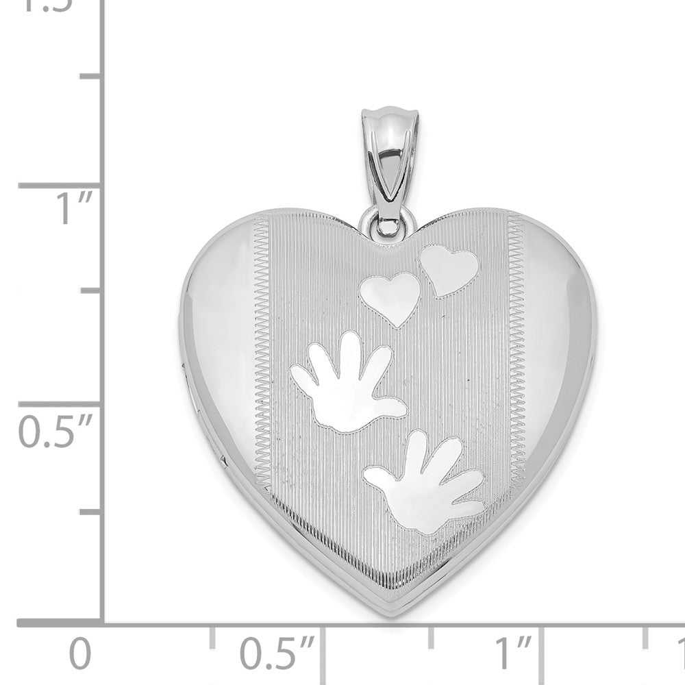 FJC Finejewelers Sterling Silver Rhodium-plated Handprints Heart Locket Pendant Necklace 18 inch chain included