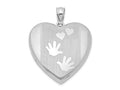 FJC Finejewelers Sterling Silver Rhodium-plated Handprints Heart Locket Pendant Necklace 18 inch chain included