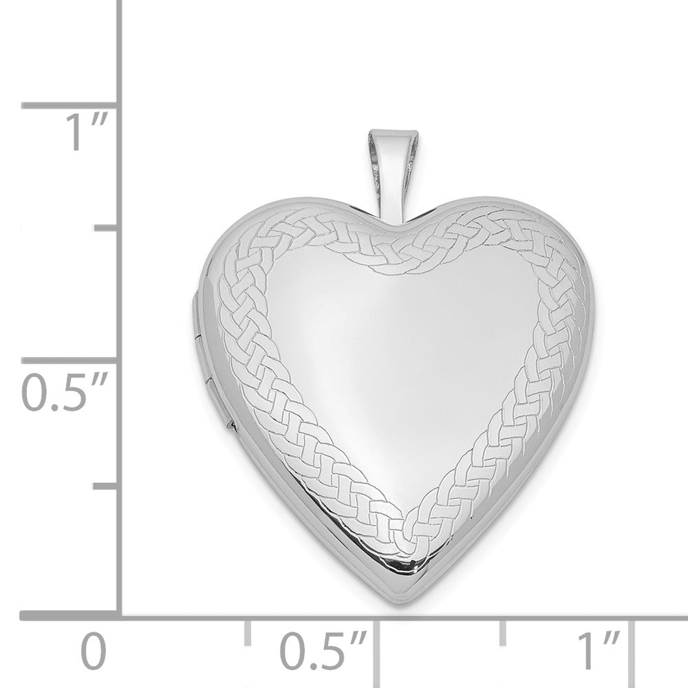 FJC Finejewelers Sterling Silver Rhodium-plated Braided Edge Heart Locket Pendant Necklace 18 inch chain included