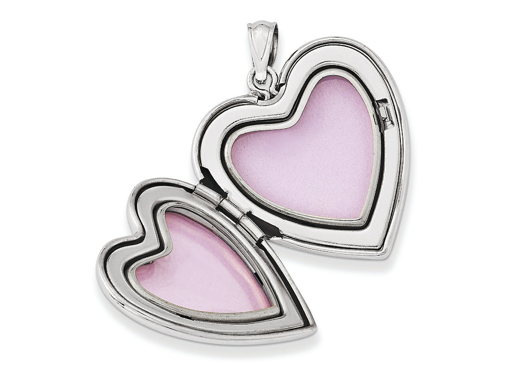 FJC Finejewelers Sterling Silver Rhodium-plated Dove With Cross Heart Locket Pendant Necklace 18 inch chain included