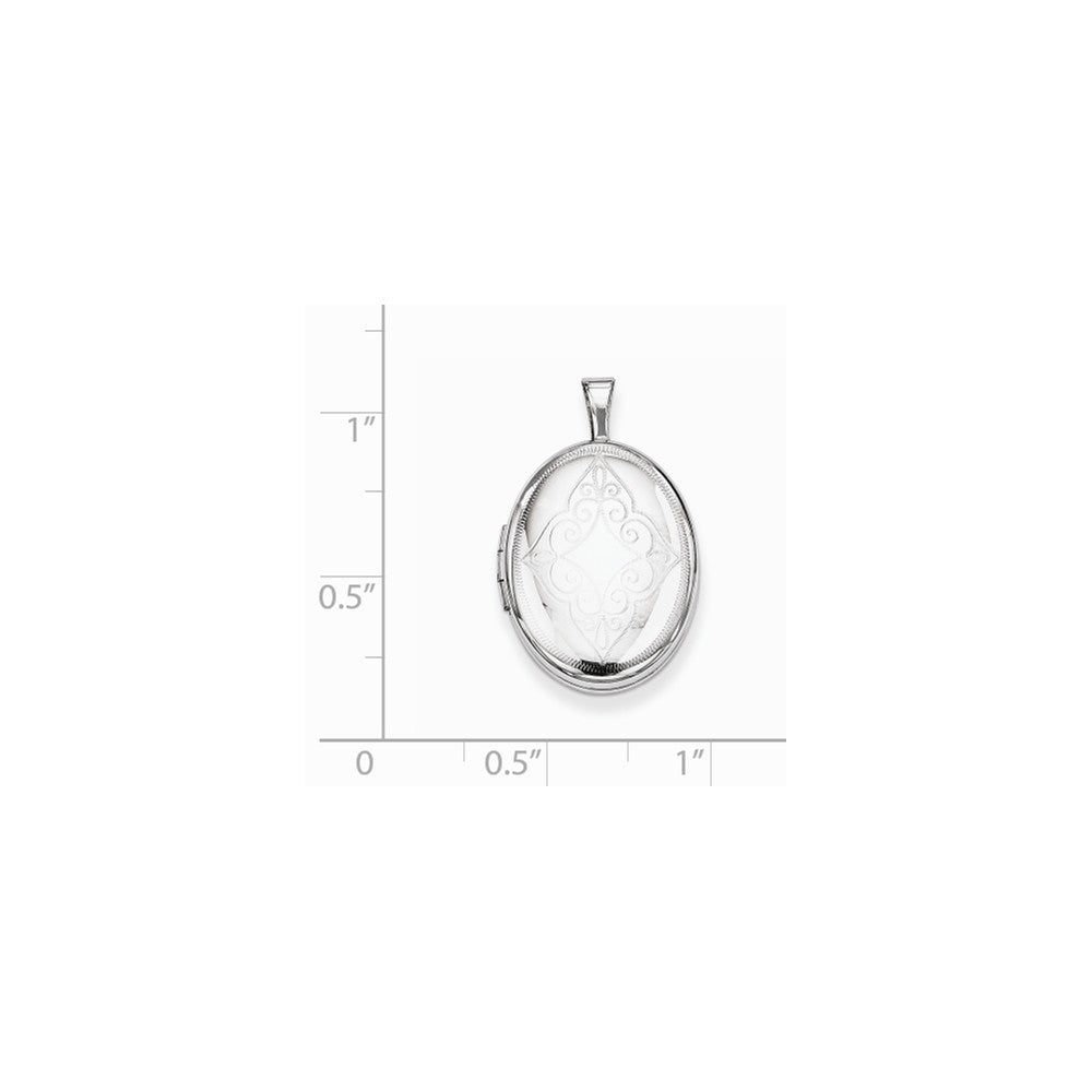 FJC Finejewelers Sterling Silver Rhodium-plated Scroll Oval Locket Pendant Necklace 18 inch chain included