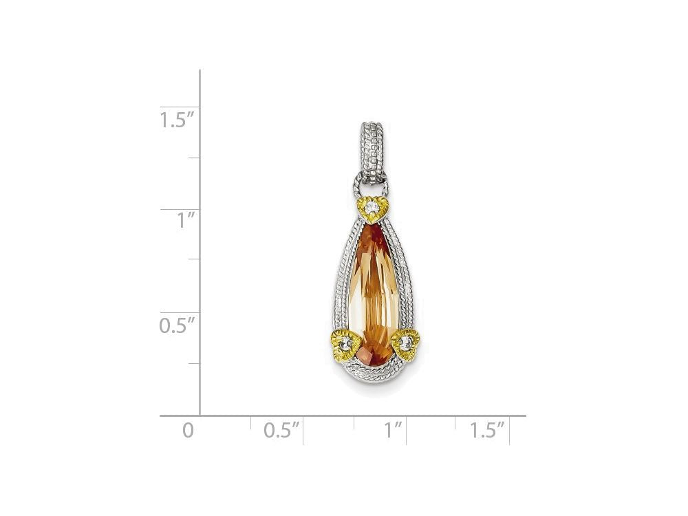 FJC Finejewelers Sterling Silver Champagne Cubic Zirconia Pendant Necklace - Chain Included
