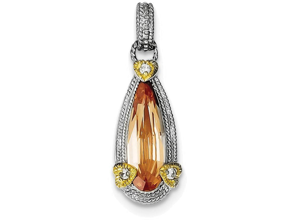 FJC Finejewelers Sterling Silver Champagne Cubic Zirconia Pendant Necklace - Chain Included