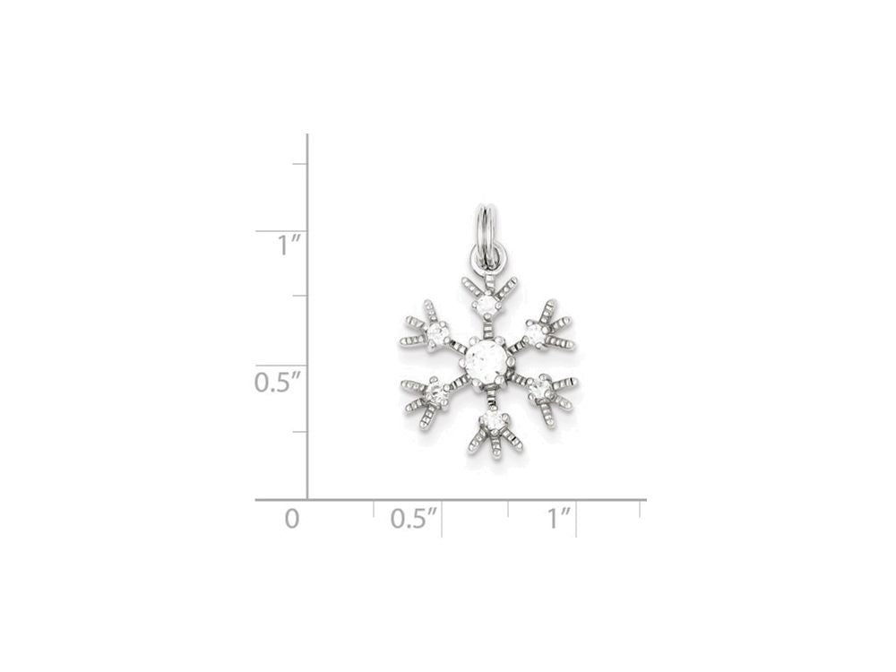 FJC Finejewelers Sterling Silver Clear Cubic Zirconia Snowflake Charm