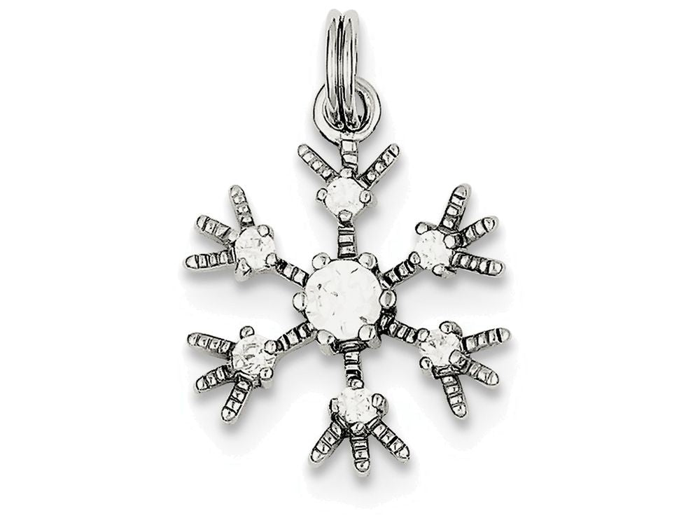 FJC Finejewelers Sterling Silver Clear Cubic Zirconia Snowflake Charm