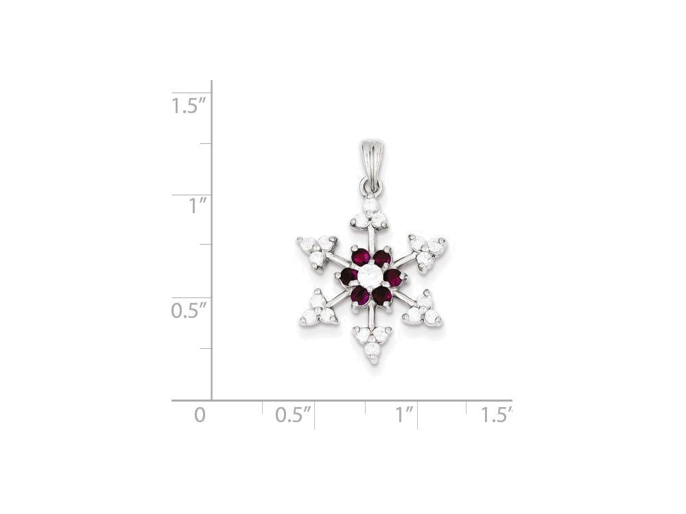FJC Finejewelers Sterling Silver Red Cubic Zirconia Snowflake Charm