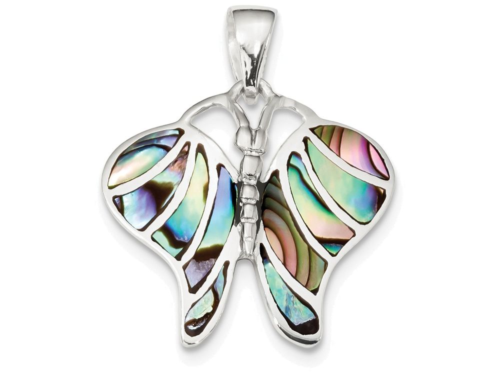 FJC Finejewelers Sterling Silver Abalone Butterfly Pendant Necklace - Chain Included