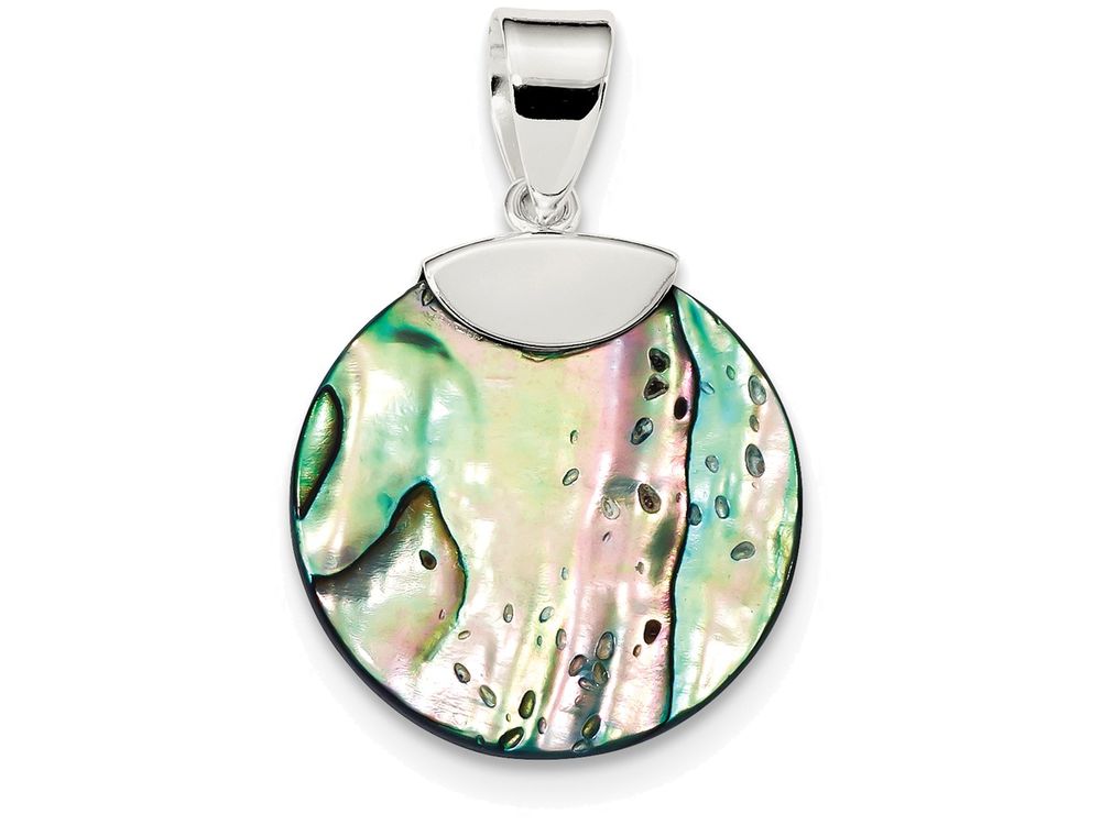 FJC Finejewelers Sterling Silver Round Abalone Pendant Necklace - Chain Included