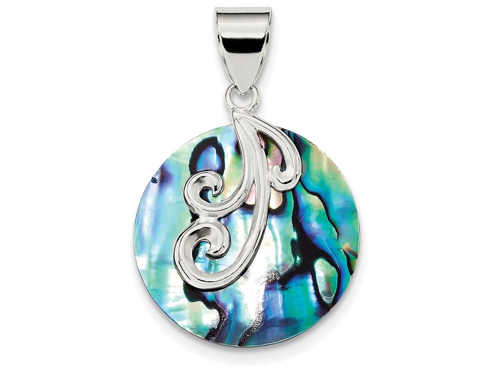 FJC Finejewelers Sterling Silver Round Abalone Pendant Necklace - Chain Included
