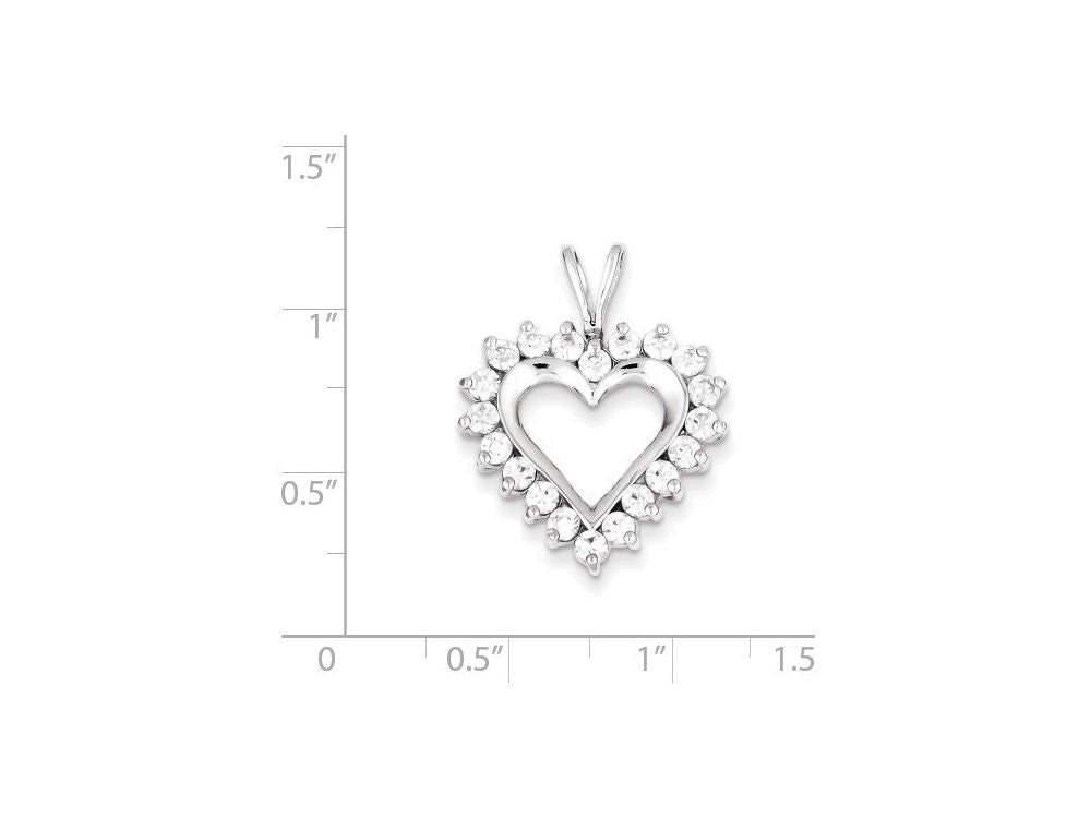 FJC Finejewelers Sterling Silver Cubic Zirconia Heart Pendant Necklace - Chain Included