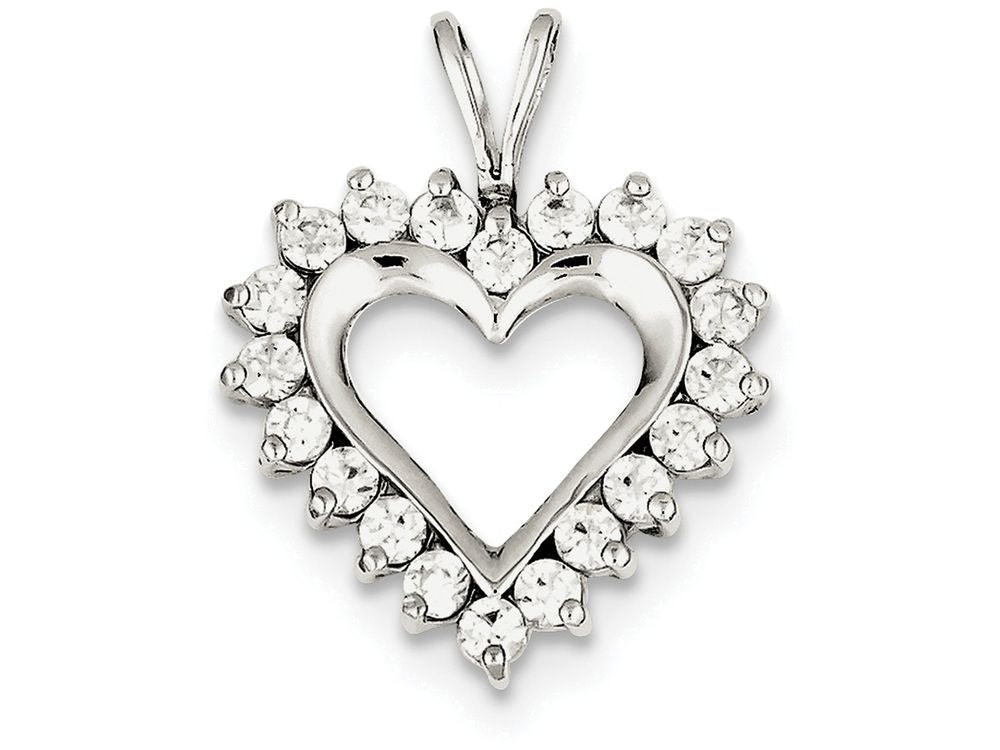 FJC Finejewelers Sterling Silver Cubic Zirconia Heart Pendant Necklace - Chain Included